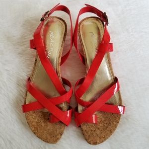 KENNETH COLE REACTION| Orange Strappy Cork Sandals